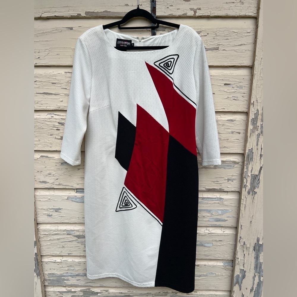 Vintage Terramina Collection Artsy Art To Wear Abstract 90s Y2K Midi Dress 14
